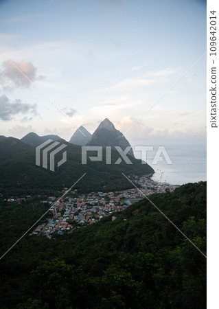 Drone Aerial of Soufriere on St Lucia Drone Aerial of Soufriere on St Lucia 109642014