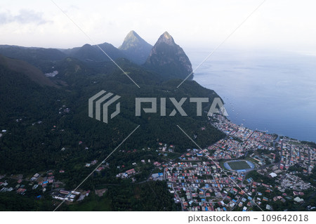 Drone Aerial of Soufriere on St Lucia 109642018
