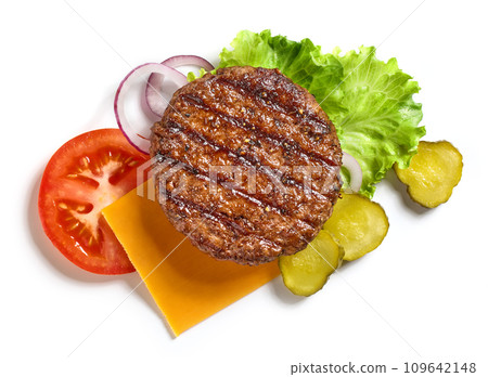 burger ingredients on white background 109642148