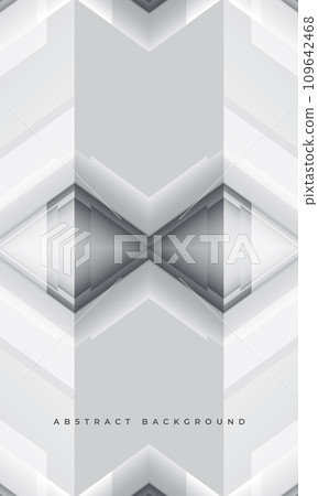 White and grey 3D technology abstract vertical cover background with arrows. White abstract modern geometric banner design. 109642468