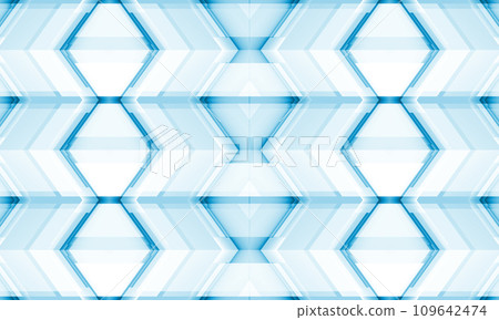 Blue 3D geometric abstract technology background with rhombus frames. Digital hi tech abstract modern gaming banner design. 109642474