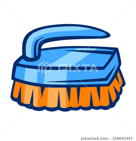Illustration of brush. Housekeeping cleaning item for service and advertising. 109642497