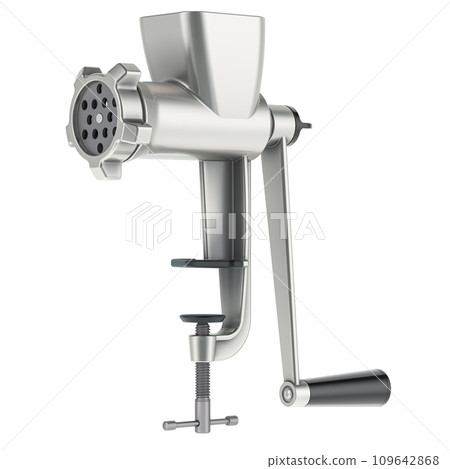 Manual meat grinder. 3D rendering Manual meat grinder. 3D rendering 109642868