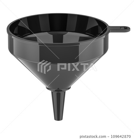 Black Plastic Funnel, 3D rendering Black Plastic Funnel, 3D rendering 109642870