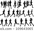 runners silhouettes collection - vector 109643065