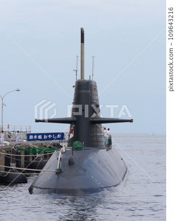 Maritime Self-Defense Force submarine Oyashio on the pier Maritime Self-Defense Force submarine Oyashio on the pier 109643216