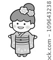 Woman in kimono [monochrome, no background] 109643238