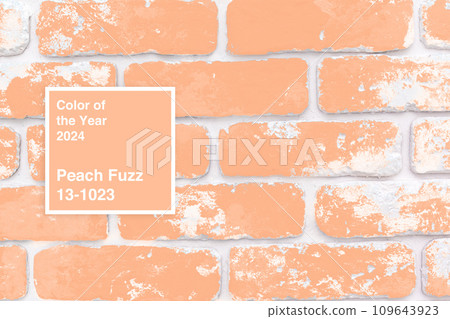 Brick wall background toned in peach color Brick wall background toned in peach color 109643923