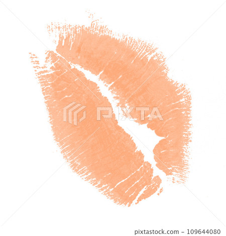 Peach fuzz color lips kiss isolated on white background. Color of the Year 2024 109644080