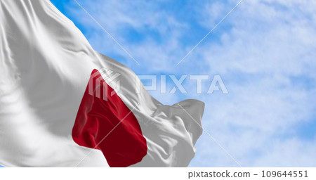 Japan national flag waving in the wind on a clear day 109644551