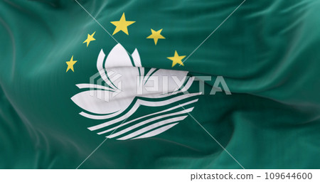Close-up of Macau flag waving 109644600