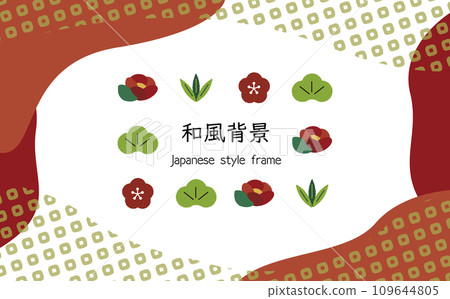 Japanese style pique pattern simple background frame 01 red 109644805