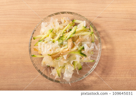 Chinese salad with white wood ear fungus, cucumber, and menma Chinese salad with white wood ear fungus, cucumber, and menma 109645031
