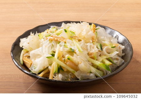 Chinese salad with white wood ear fungus, cucumber, and menma Chinese salad with white wood ear fungus, cucumber, and menma 109645032