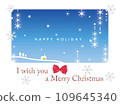 Christmas card, night sky, snow and hutte 109645340