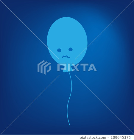 Balloon with a sad emoticon on an illuminated background in trendy monochrome blue. Blue Monday Day Balloon with a sad emoticon on an illuminated background in trendy monochrome blue. Blue Monday Day 109645375