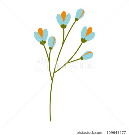Abstract colorful flowering branch in trendy bright shades. Design element for springtime greetings 109645377
