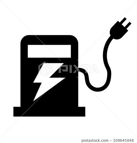 電動車充電站剪影圖示。向量。 109645848