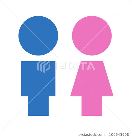 男廁和女廁圖示集。衛浴標誌集。向量。 男廁和女廁圖示集。衛浴標誌集。向量。 109645908