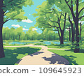 A park with tree-lined avenues in nature 109645923