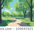 A park with tree-lined avenues in nature 109645925