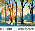 A park with tree-lined avenues in nature 109645926