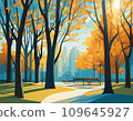 A park with tree-lined avenues in nature 109645927