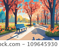 A park with tree-lined avenues in nature 109645930