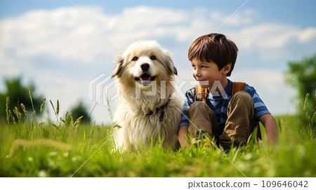 Best friend boy and dog "AI generated image" 109646042