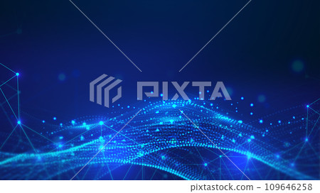 藍色粒子數字數據波科技海報背景 109646258