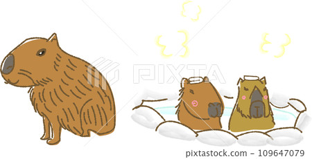 水豚手繪風格插畫 109647079