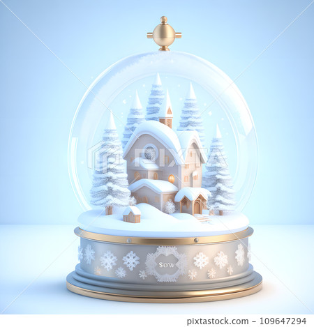 Christmas snow globe snowflakes soft blue white color wallpaper 109647294