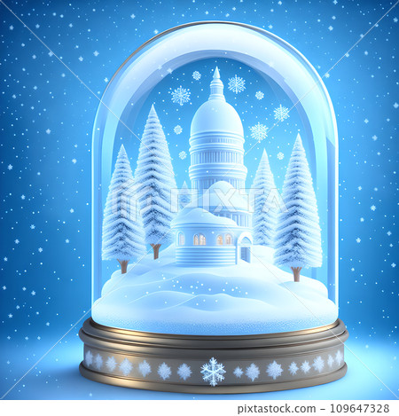 Christmas snow globe snowflakes soft blue white color wallpaper 109647328