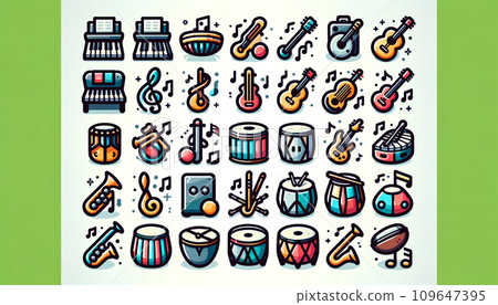 Colorful musical instrument icon illustration 109647395
