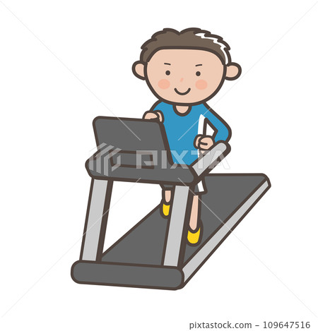Illustration of a man running on a treadmill 109647516