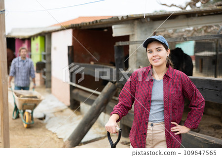 european slovenian female working on a farm european slovenian female working on a farm 109647565