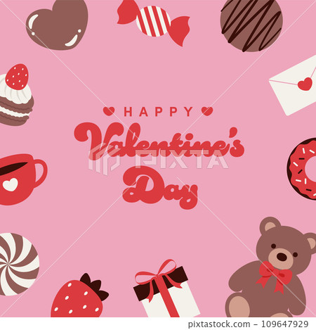Valentine's day cute icon background illustration 109647929