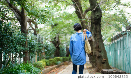 Lonely way home, middle-aged woman Lonely way home, middle-aged woman 109648833