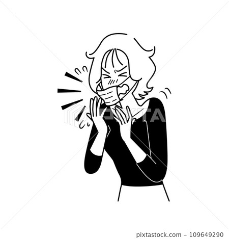 女人打噴嚏單色 女人打噴嚏單色 109649290