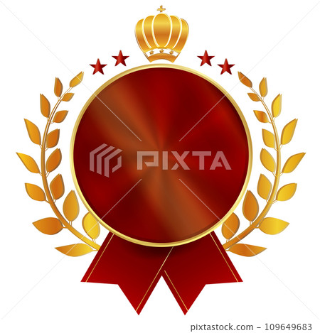 Medal crown gold ribbon icon Medal crown gold ribbon icon 109649683