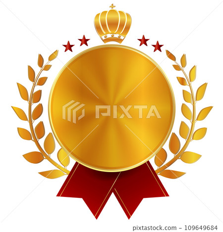Medal crown gold ribbon icon 109649684