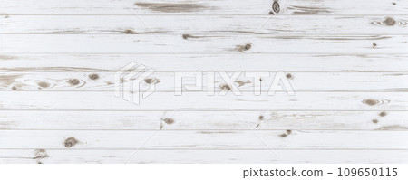 White wooden planks background. White shabby wooden planks, with knots texture. White wooden boards grunge background 109650115
