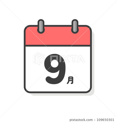 簡單的九月日曆圖示-每月活動和時間表的圖像材料 109650301