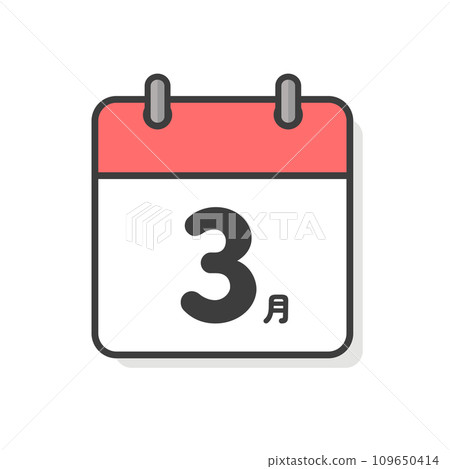 簡單的三月日曆圖示-每月活動和時間表的圖像材料 簡單的三月日曆圖示-每月活動和時間表的圖像材料 109650414