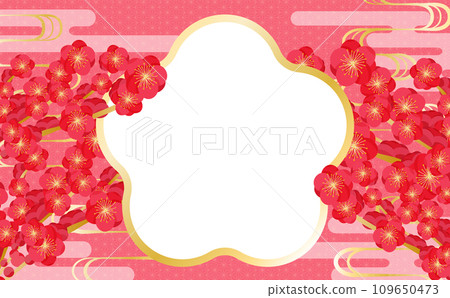 A cute Japanese-style red and gold frame material with plum blossoms that is perfect for New Year's, Setsubun, and coming-of-age ceremonies. A cute Japanese-style red and gold frame material with plum blossoms that is perfect for New Year's, Setsubun, and coming-of-age ceremonies. 109650473