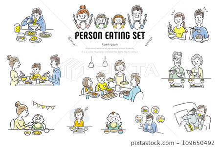 Vector illustration material: set of people eating Vector illustration material: set of people eating 109650492