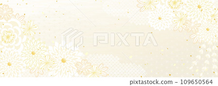 Vector background material with Japanese-style floral patterns like kimono and kanzashi 109650564