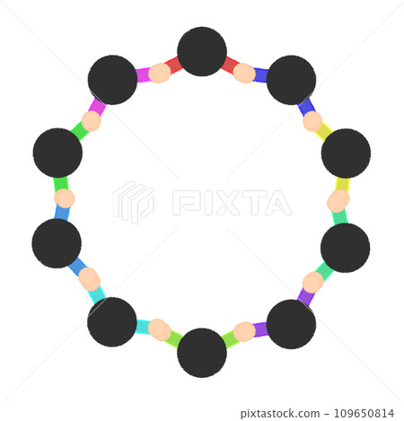 Crayon touch illustration of 10 people holding hands in a circle 109650814