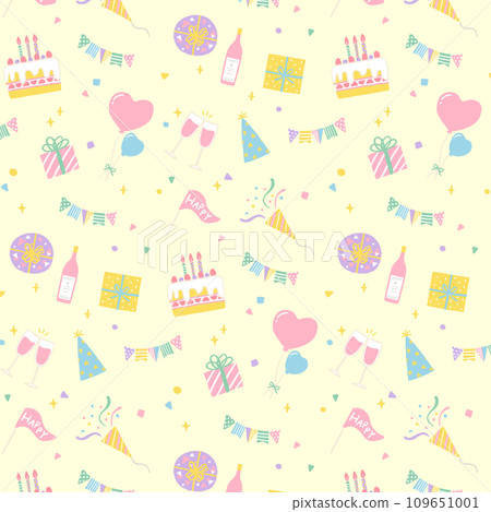 生日、週年紀念和活動的可愛派對用品插圖圖案 109651001
