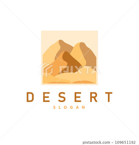 Vector illustration landscape desert logo design with desert hills sand simple Vector illustration landscape desert logo design with desert hills sand simple 109651192